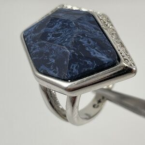 Chloe + Isabelle Blue Sodalite Silver Tone Boho Statement Ring Classic Timeless